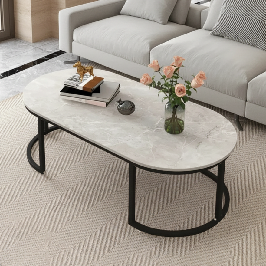 Table basse ronde SUNY en ambiance salon – Maroc Design
