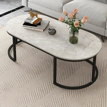SUNY – Table Basse Moderne en MDF Effet Marbre avec Pieds en Métal Galvanisé / Maroc Design-Maroc Design-Noir-Maroc Design