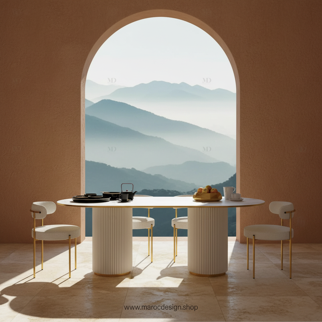 ANGELO Table 6 Places Vue Ambiance – Collection PRESTIGIA Casablanca | Maroc Design
