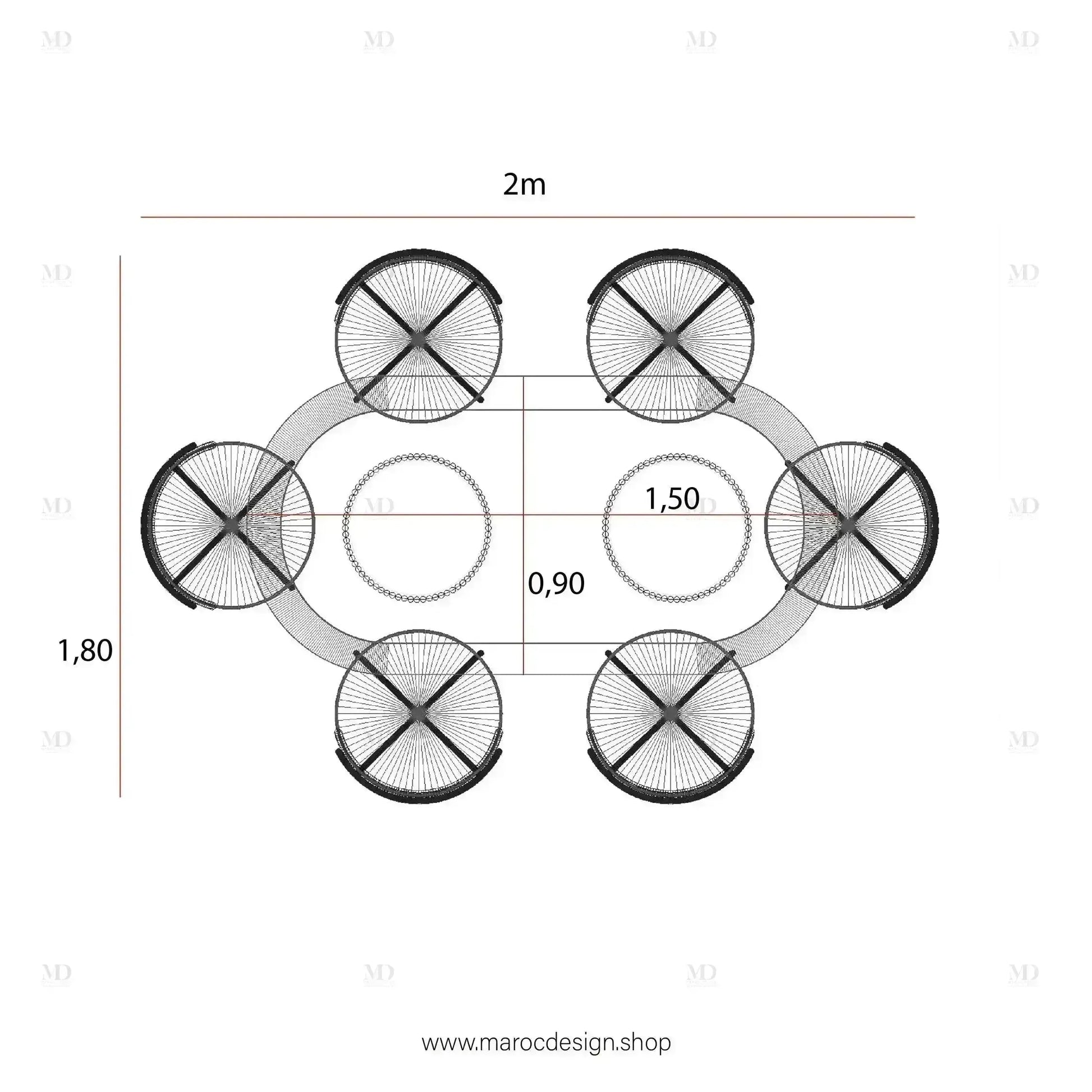 Table à Manger CARTIER 6 Places / Élégance Moderne / Collection PRESTIGIA-Table à Manger-Maroc Design-Maroc Design