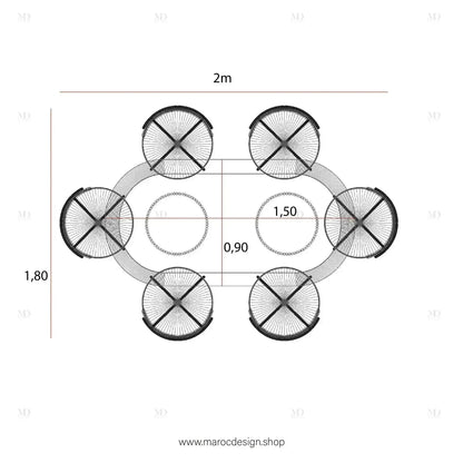 Table à Manger CARTIER 6 Places / Élégance Moderne / Collection PRESTIGIA-Table à Manger-Maroc Design-Maroc Design