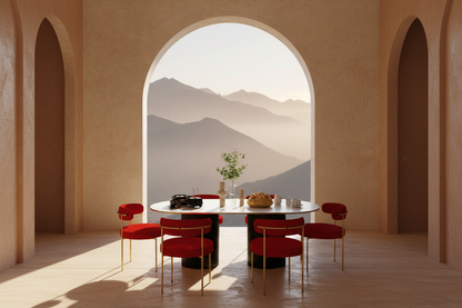 Table à manger CARTIER 6 places PRESTIGIA – piètement au design sculptural, Maroc Design Casablanca