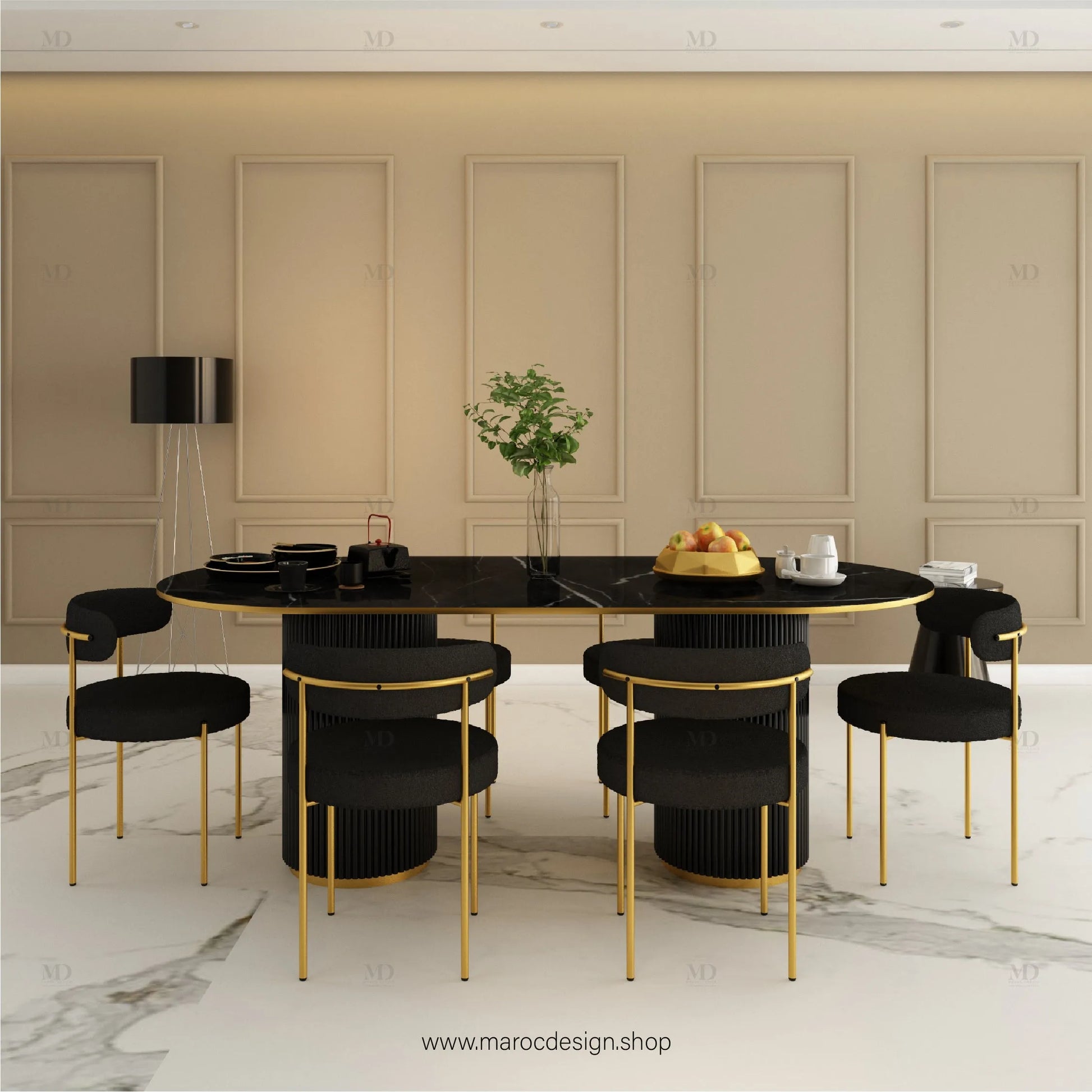 Table à Manger DIABLO 6 Places / Élégance Moderne / Collection PRESTIGIA-Table à Manger-Maroc Design-Maroc Design