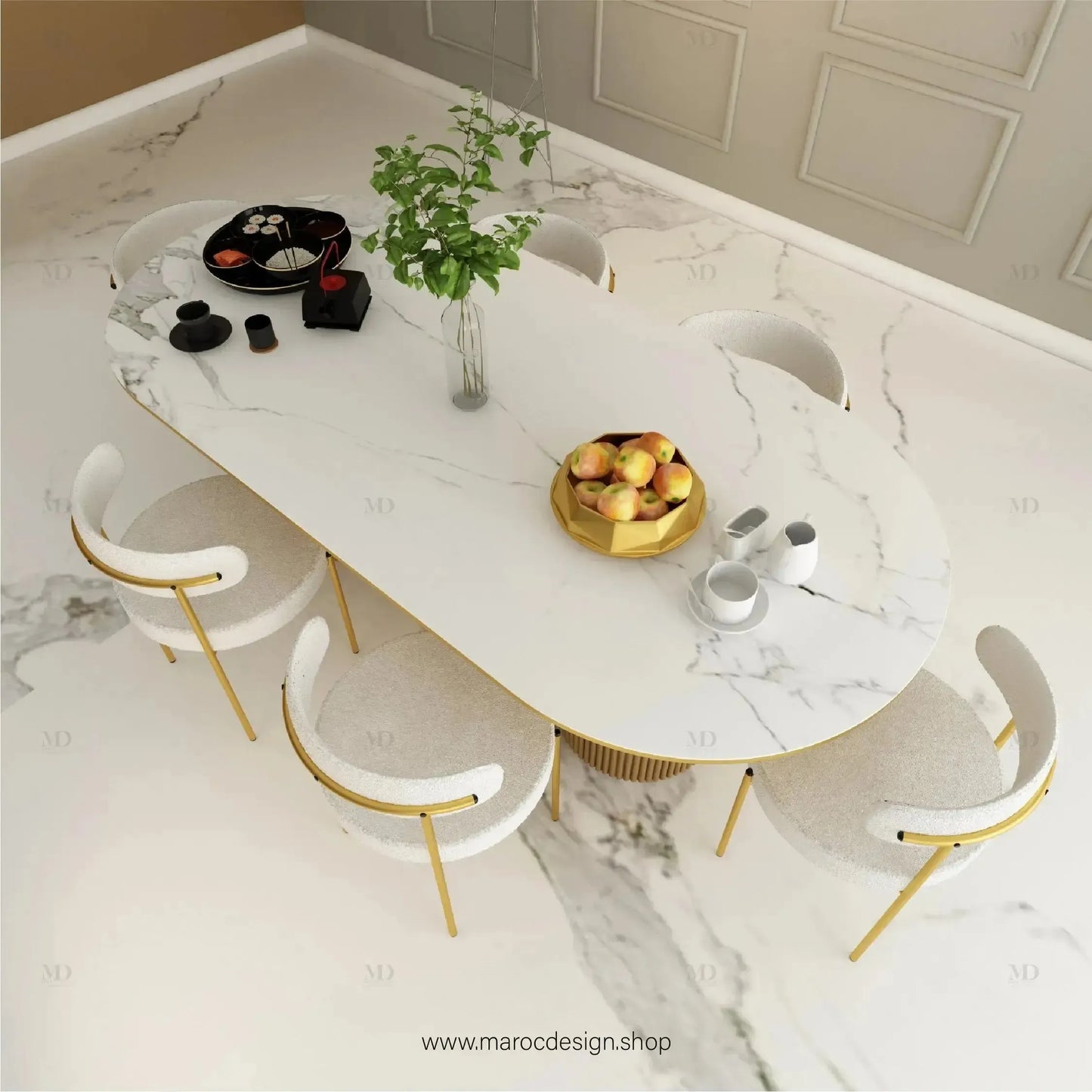 Table à Manger ESTEL 6 Places / Élégance Moderne / Collection PRESTIGIA-Table à Manger-Maroc Design-Maroc Design