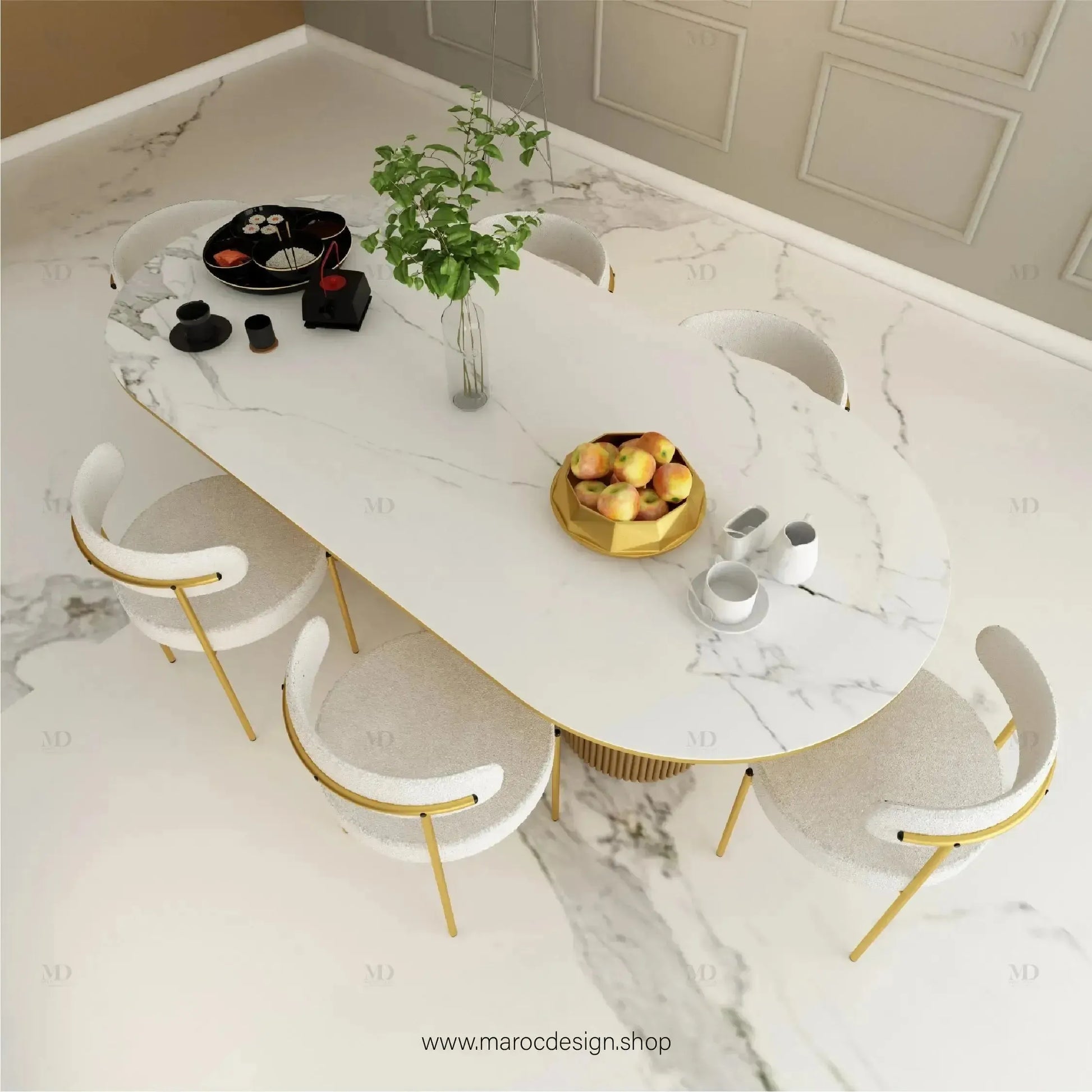 Table à Manger ESTEL 6 Places / Élégance Moderne / Collection PRESTIGIA-Table à Manger-Maroc Design-Maroc Design