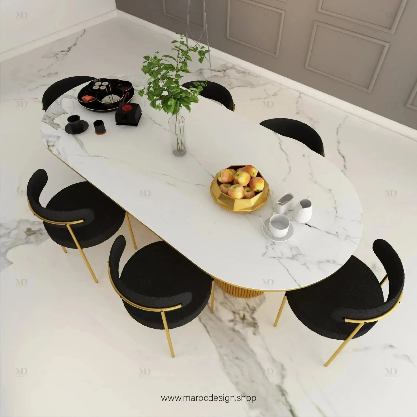 Table à Manger LOUIS 6 Places / Élégance Moderne / Collection PRESTIGIA-Table à Manger-Maroc Design-Maroc Design