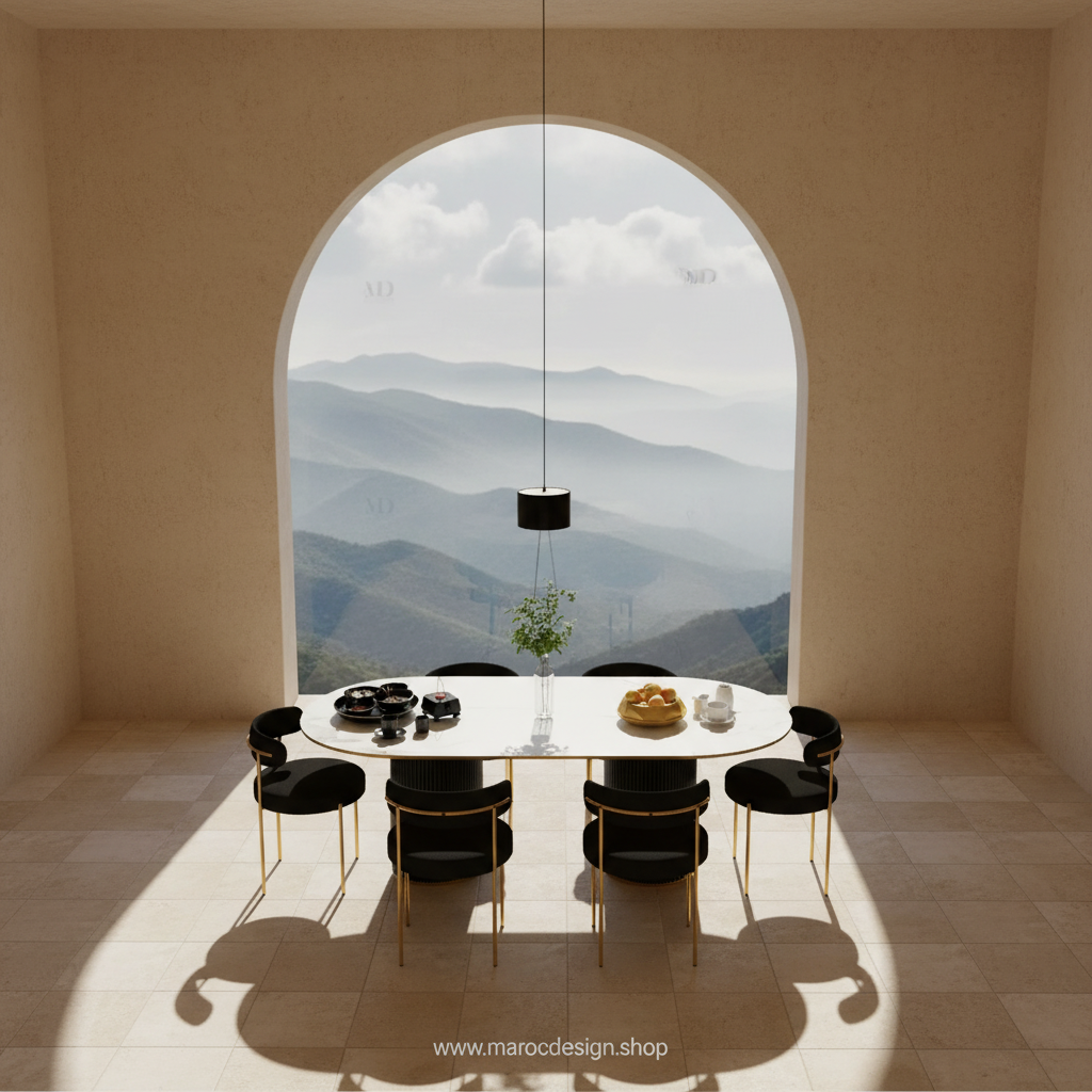 Table à manger LV 6 places PRESTIGIA – vue de profil, Maroc Design Casablanca