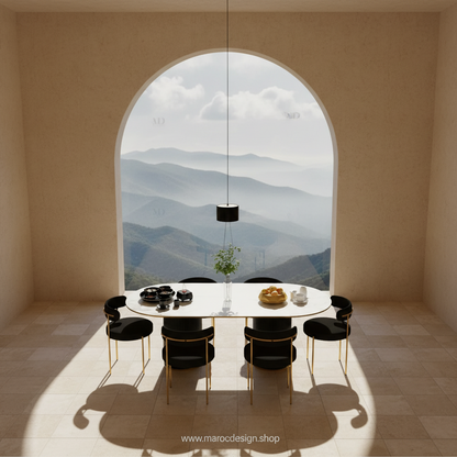 Table à manger LV 6 places PRESTIGIA – vue de profil, Maroc Design Casablanca
