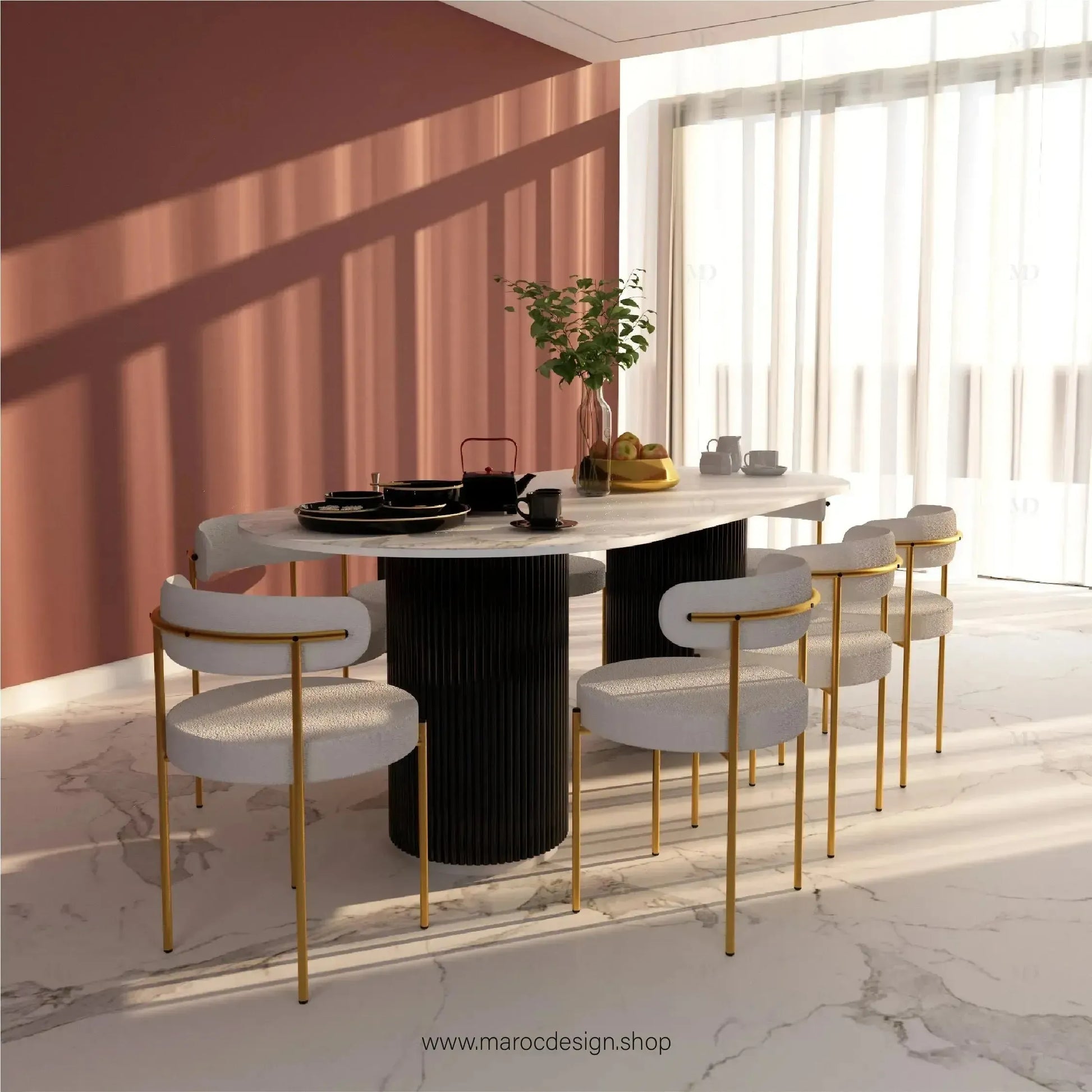 Table à Manger SAPHIR 8 Places / Élégance Moderne / Collection PRESTIGIA-Table à Manger-Maroc Design-Maroc Design