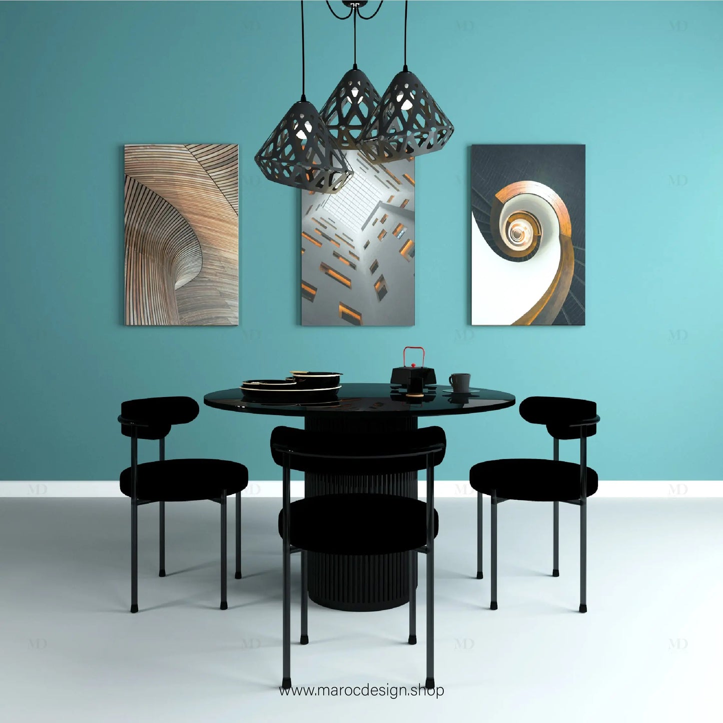 DARK / Table à Manger + 4 Chaises /  Élégance Minimaliste par Maroc Design Maroc Design