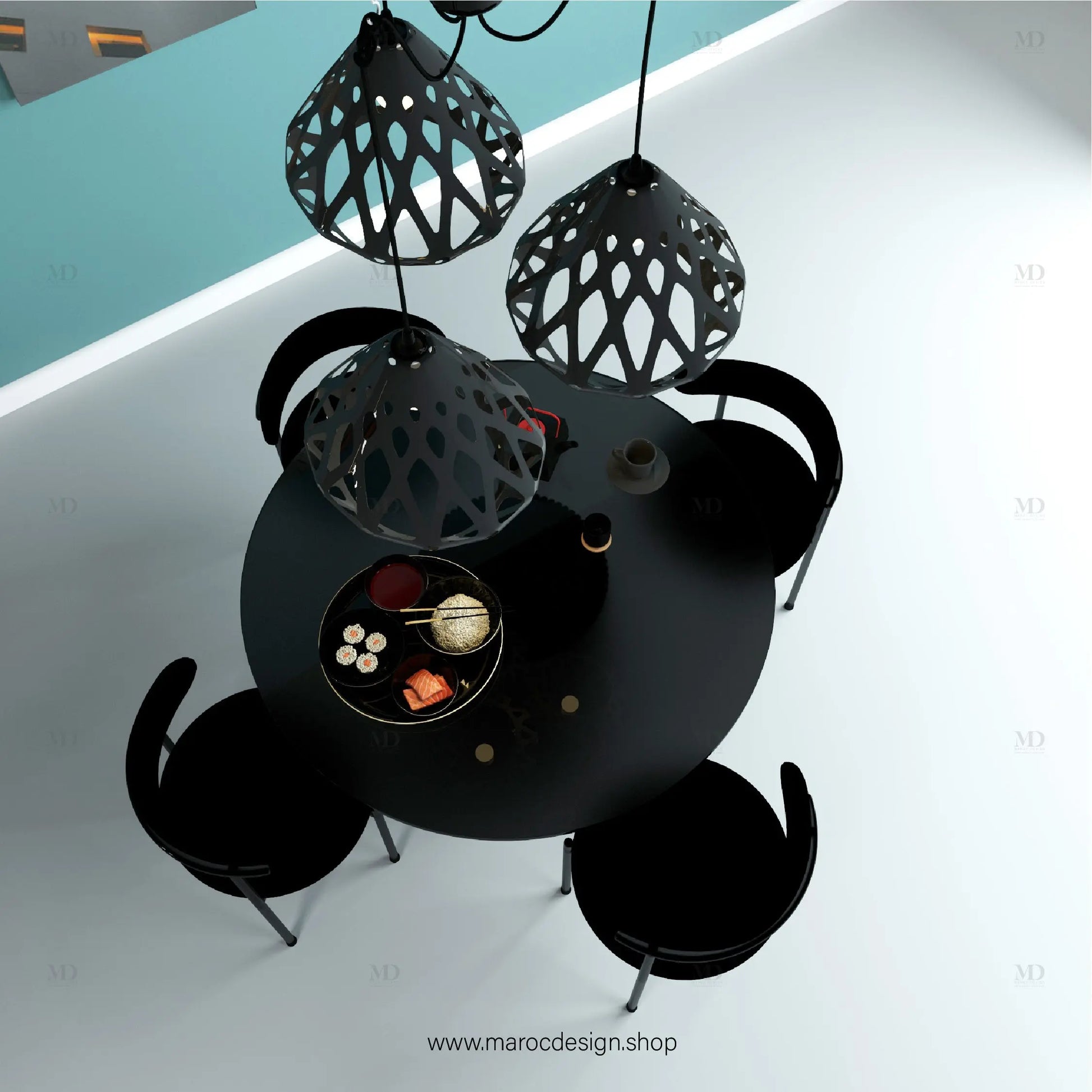 DARK / Table à Manger + 4 Chaises /  Élégance Minimaliste par Maroc Design Maroc Design