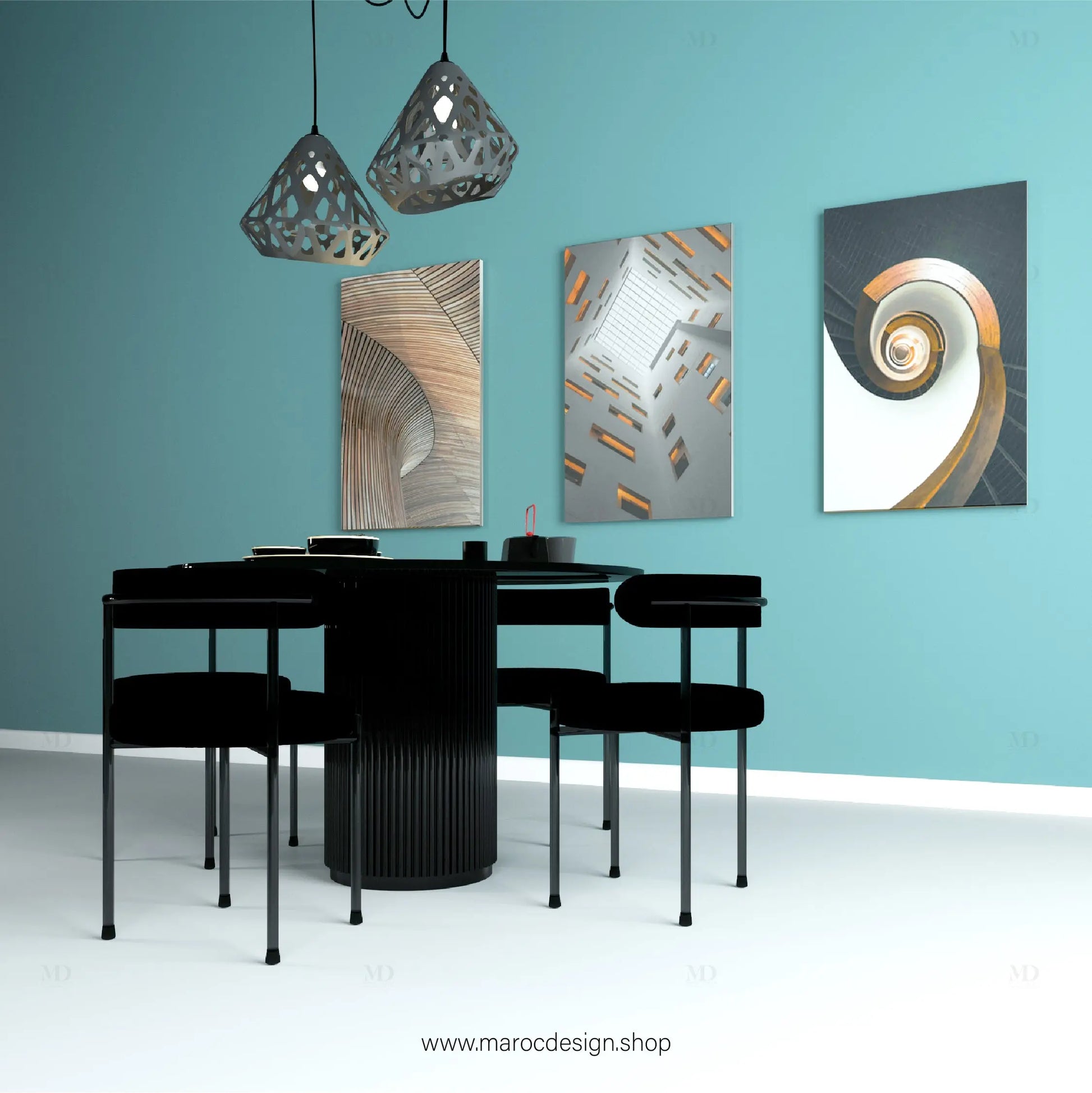 DARK / Table à Manger + 4 Chaises /  Élégance Minimaliste par Maroc Design Maroc Design