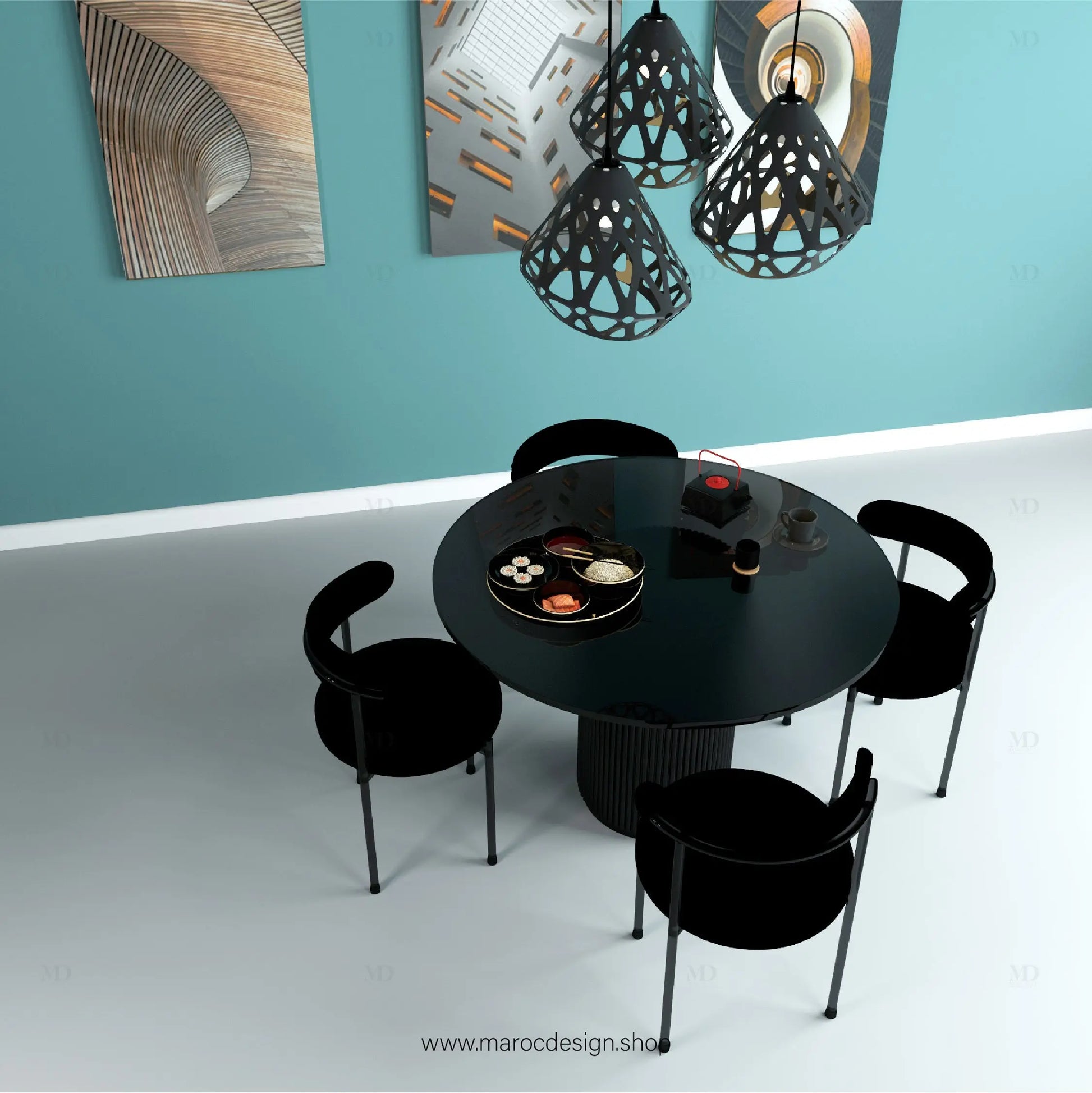 DARK / Table à Manger + 4 Chaises /  Élégance Minimaliste par Maroc Design Maroc Design