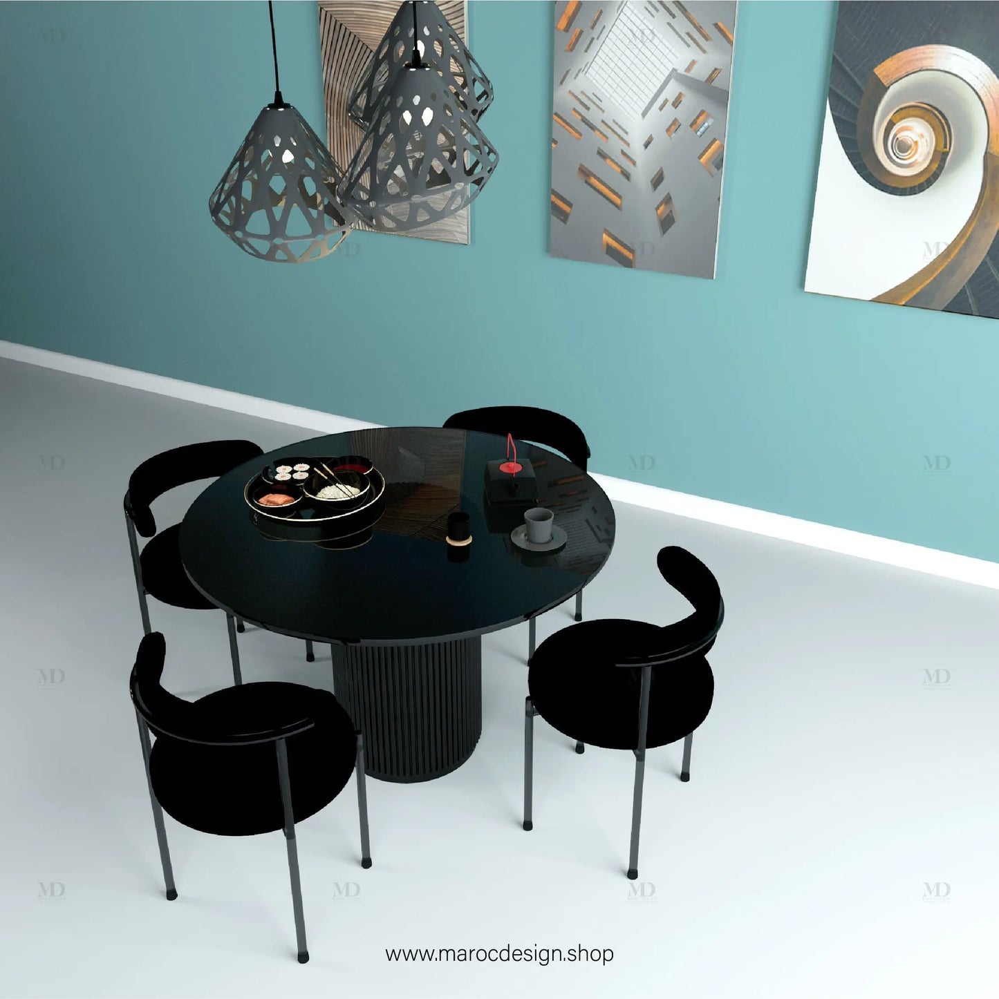 DARK / Table à Manger + 4 Chaises /  Élégance Minimaliste par Maroc Design Maroc Design