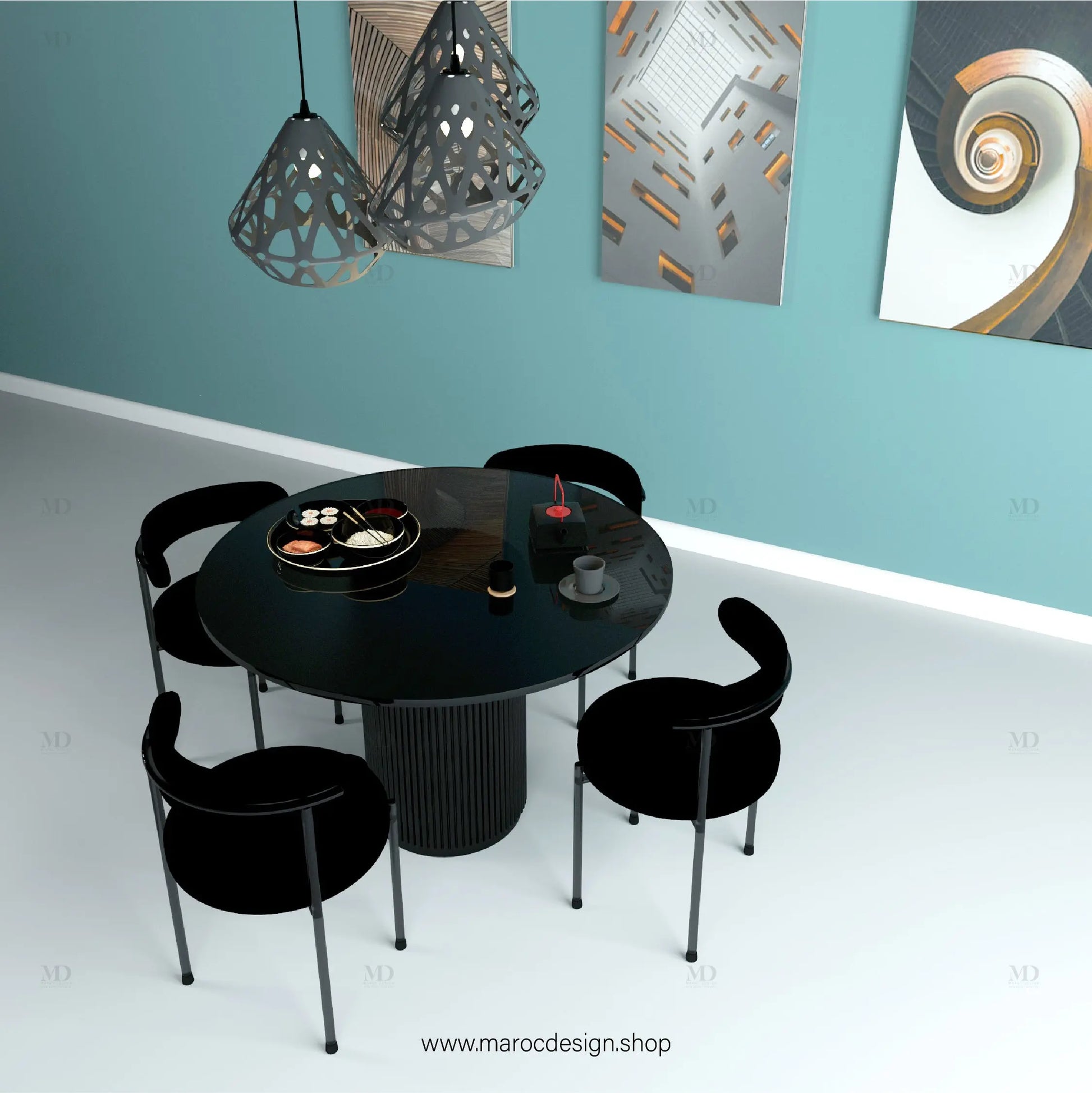 DARK / Table à Manger + 4 Chaises /  Élégance Minimaliste par Maroc Design Maroc Design