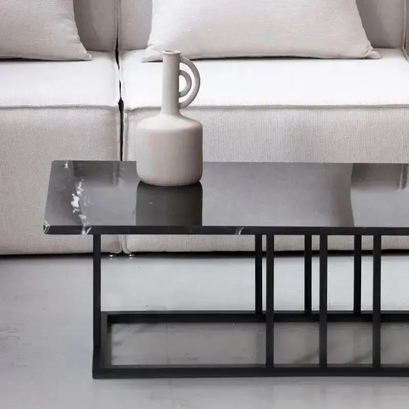 VISTA – Table Basse Graphique en MDF Effet Marbre avec Pieds en Métal Satiné / Maroc Design-Maroc Design-Noir-Maroc Design