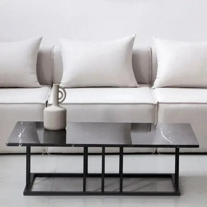 VISTA – Table Basse Graphique en MDF Effet Marbre avec Pieds en Métal Satiné / Maroc Design-Maroc Design-Noir-Maroc Design