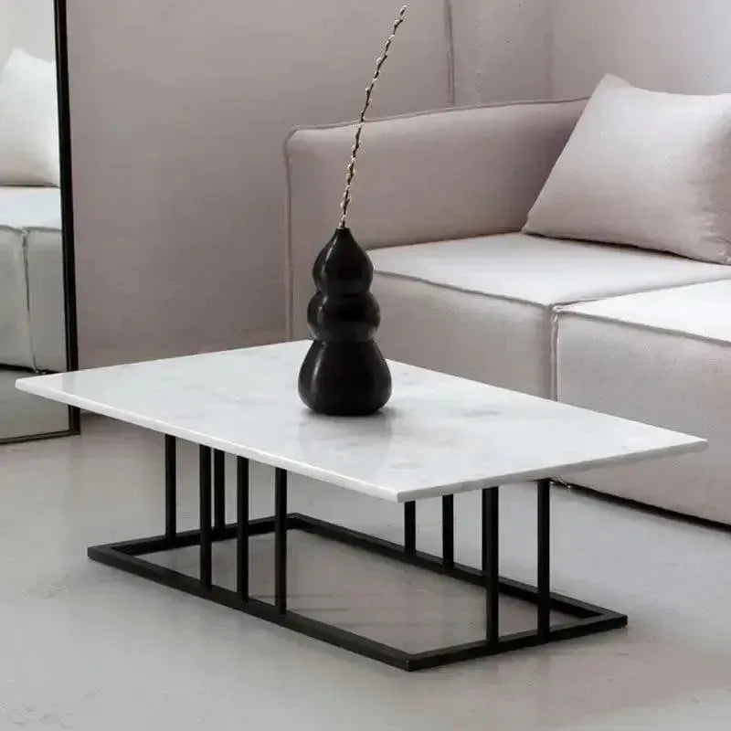 VISTA – Table Basse Graphique en MDF Effet Marbre avec Pieds en Métal Satiné / Maroc Design-Maroc Design-Noir-Maroc Design