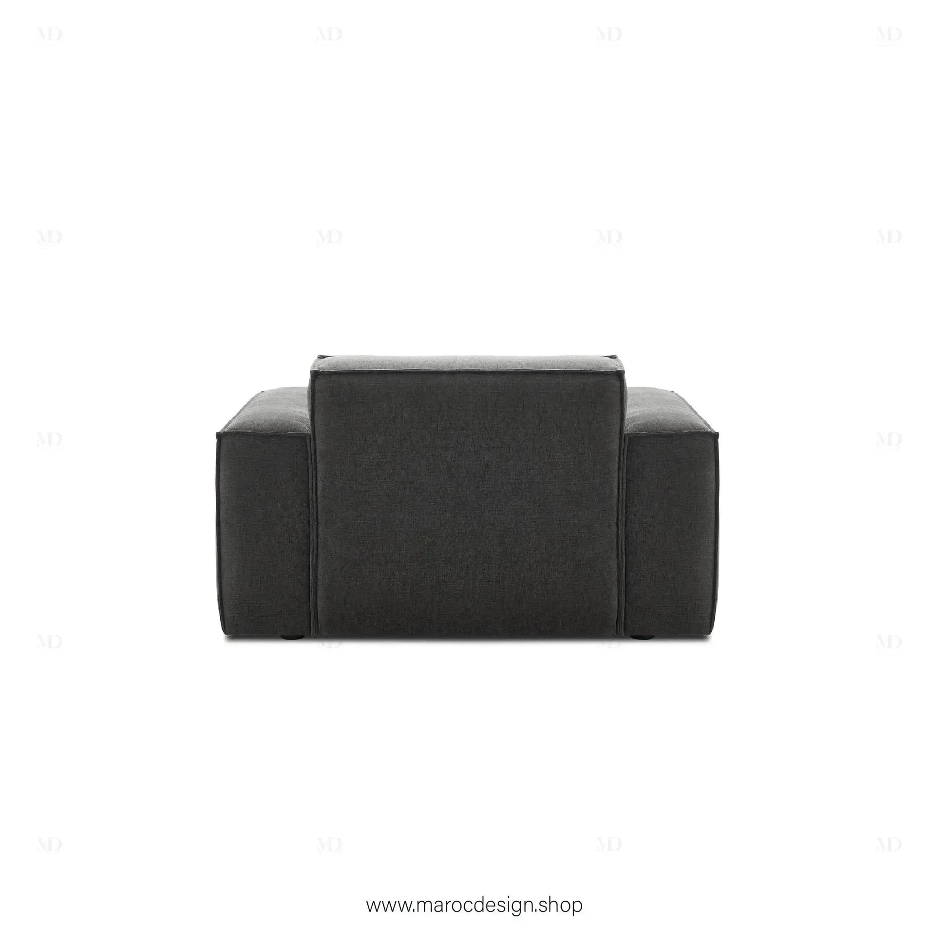 W Canapé avec 2 Accoudoir BOXTER - Élégance Moderne et Modulabilité-canapé, fauteil, Meridienne,-Maroc Design-Noir-Maroc Design
