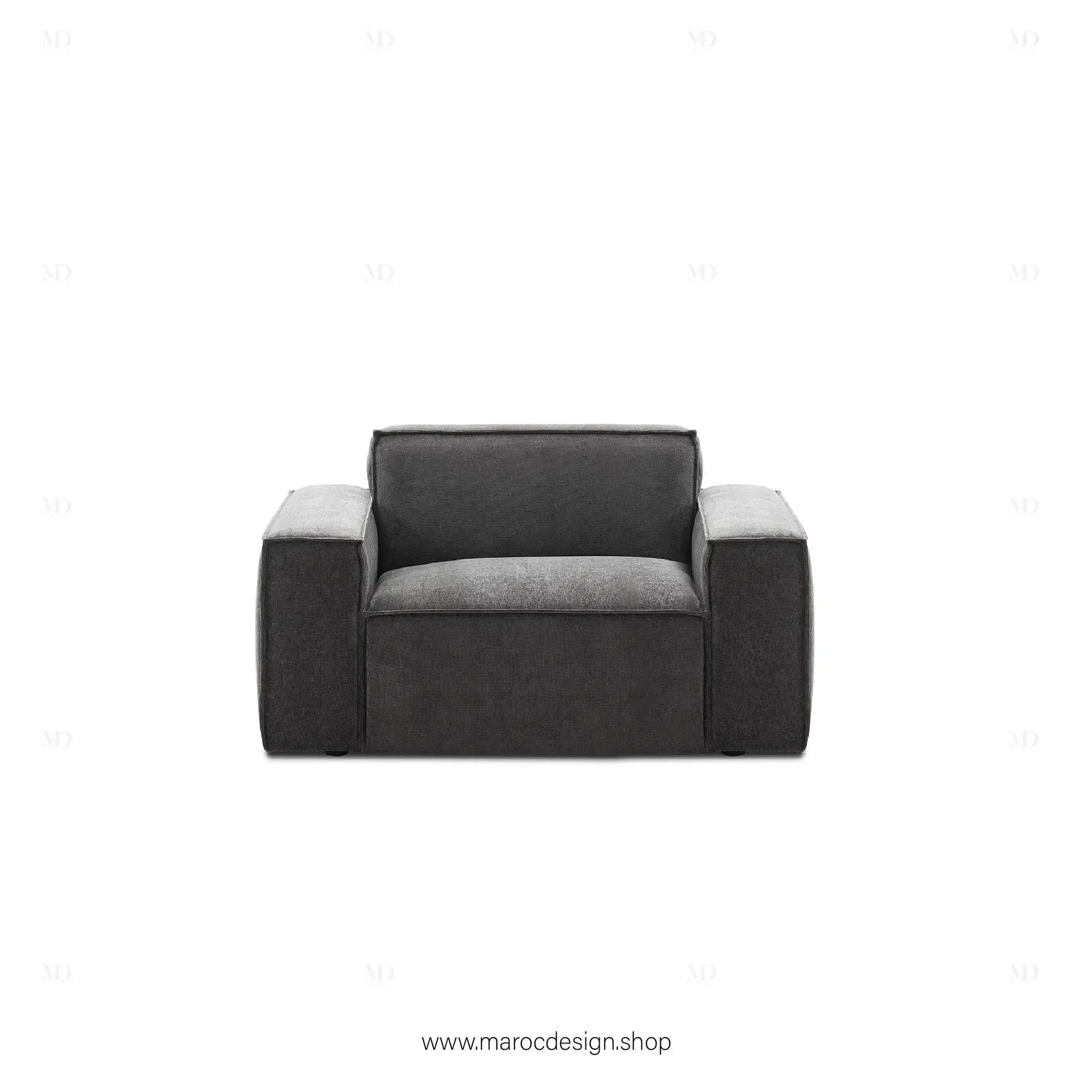 W Canapé avec 2 Accoudoir BOXTER - Élégance Moderne et Modulabilité-canapé, fauteil, Meridienne,-Maroc Design-Noir-Maroc Design
