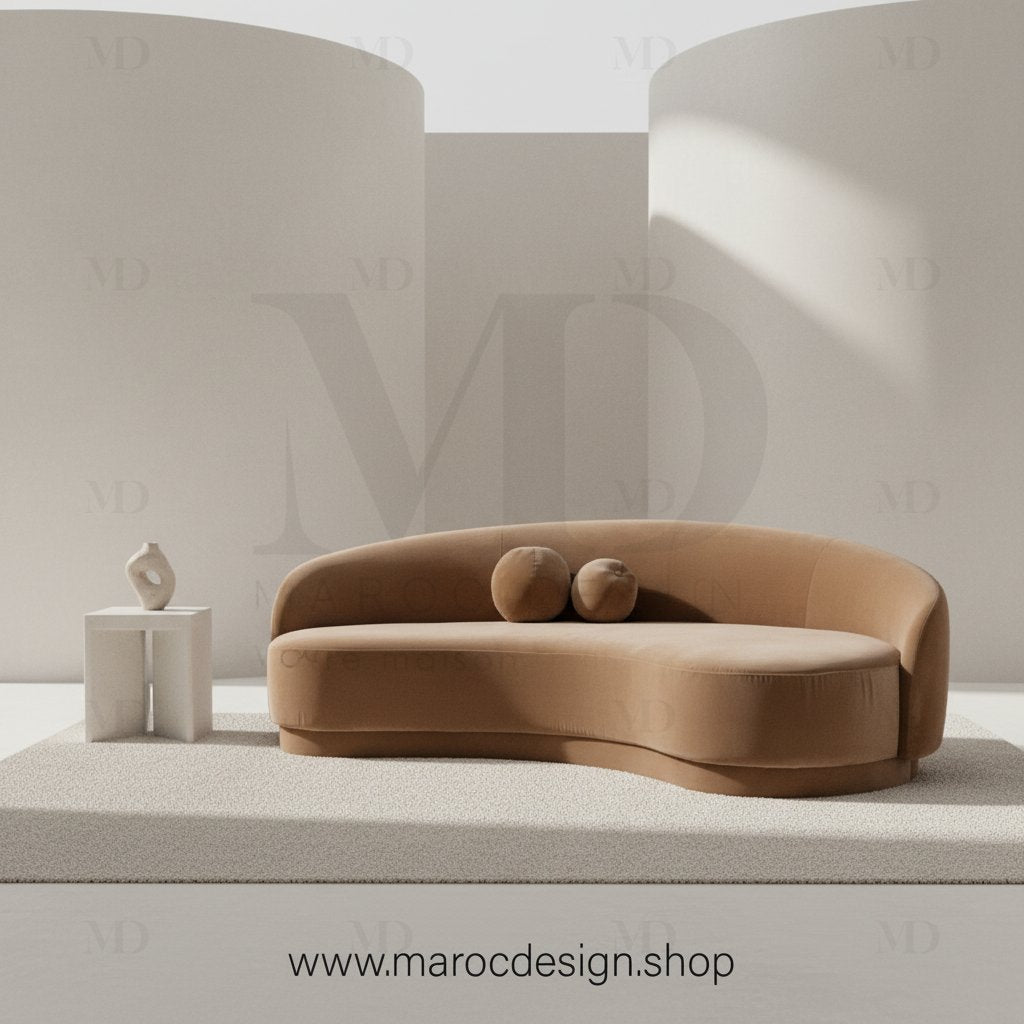 Canape ALEXIS 3 places velours beige - Maroc Design