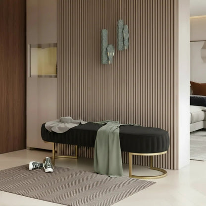 Banc ELLY velours avec étagère — Maroc Design