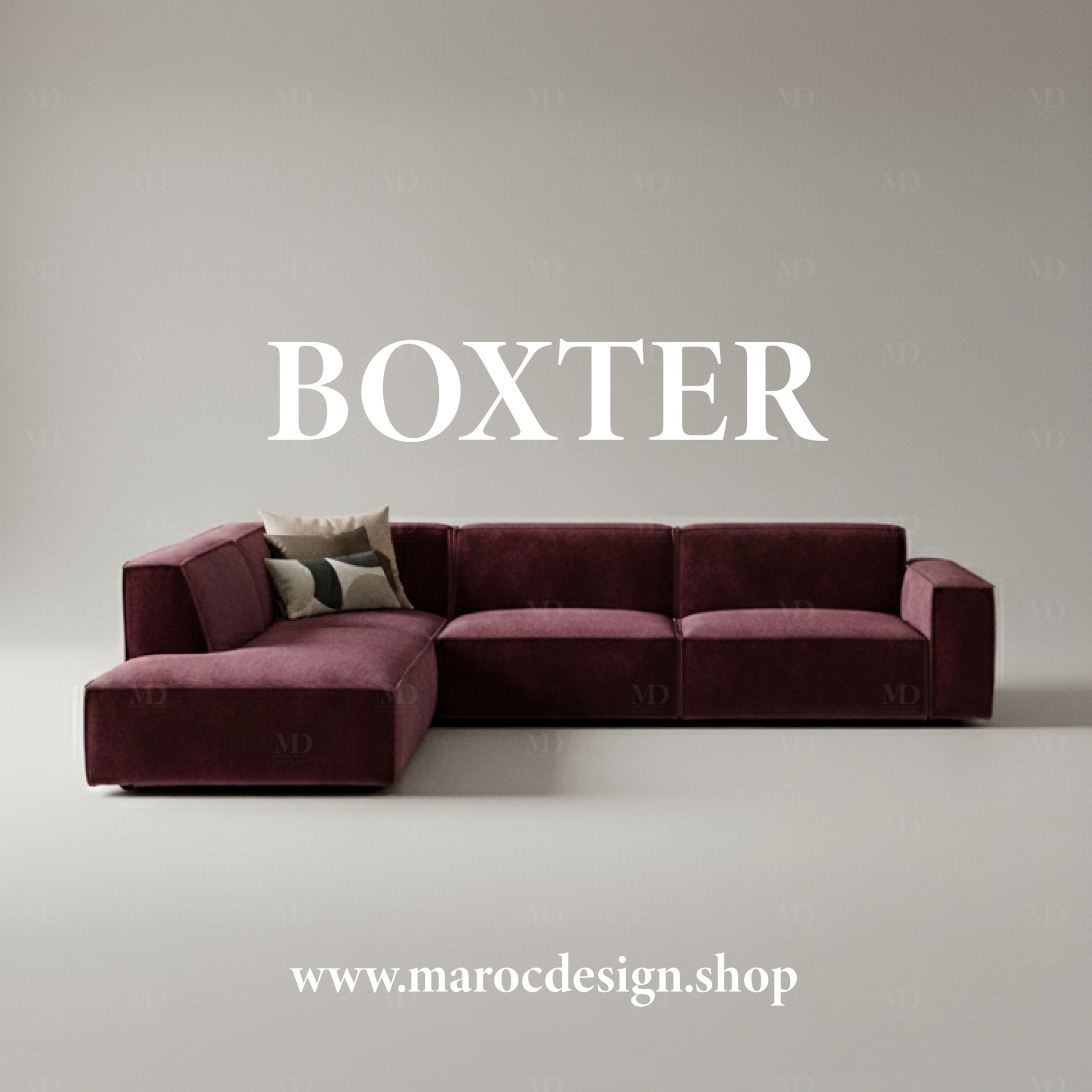 Canapé modulable BOXTER bordeaux – style contemporain et chaleureux, Maroc Design