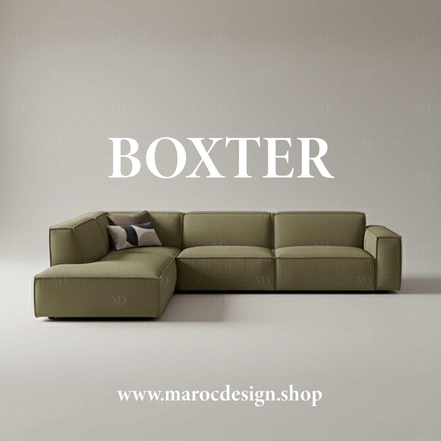 Canapé modulable BOXTER Vert - Olive – design moderne et ambiance naturelle, Maroc Design