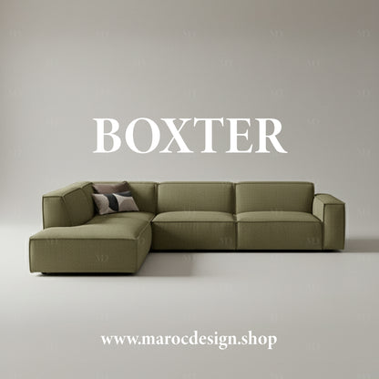 Canapé modulable BOXTER Vert - Olive – design moderne et ambiance naturelle, Maroc Design