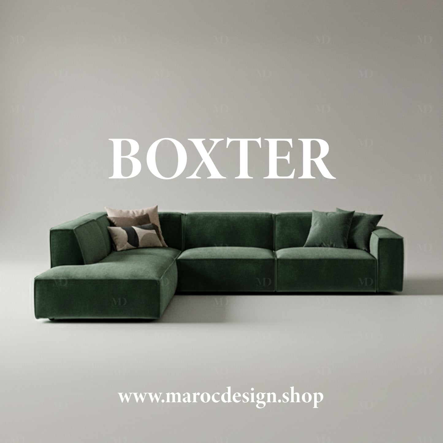 Canapé modulable BOXTER vert émeraude – touche luxueuse et tendance, Maroc Design