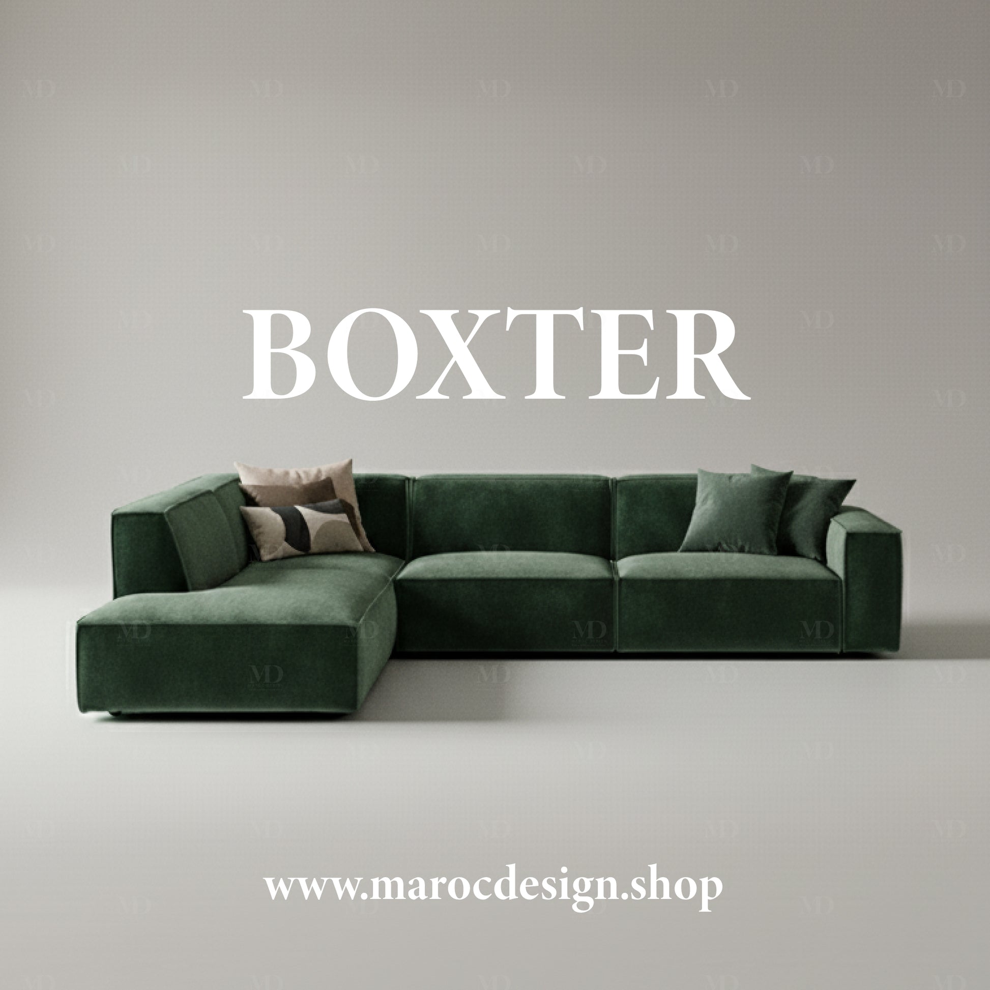Canapé modulable BOXTER vert émeraude – touche luxueuse et tendance, Maroc Design