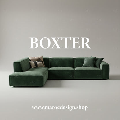 Canapé modulable BOXTER vert émeraude – touche luxueuse et tendance, Maroc Design