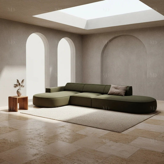 Canapé JODIE 4 places modulaire velours vert — Maroc Design