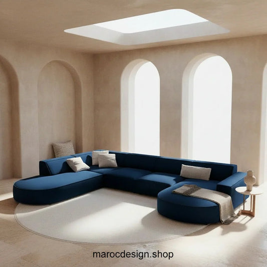 Canapé JODIE 7 places modulaire bleu royal — Maroc Design