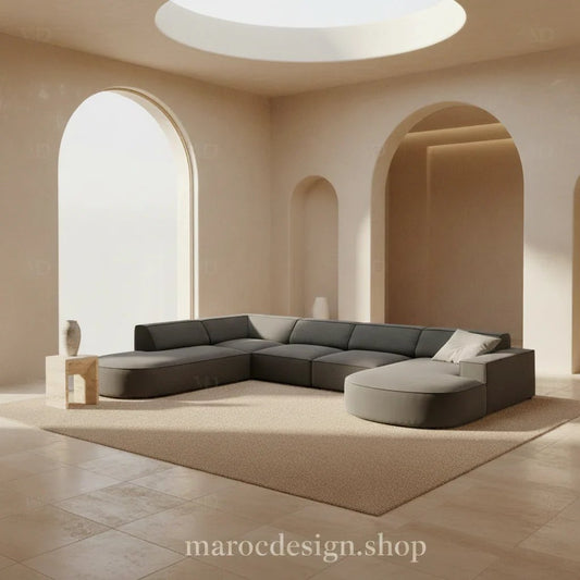 Canapé JODIE 7 places modulaire grège — Maroc Design