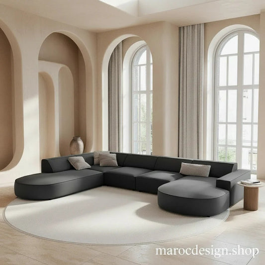 Canapé JODIE 7 places modulaire gris — Maroc Design