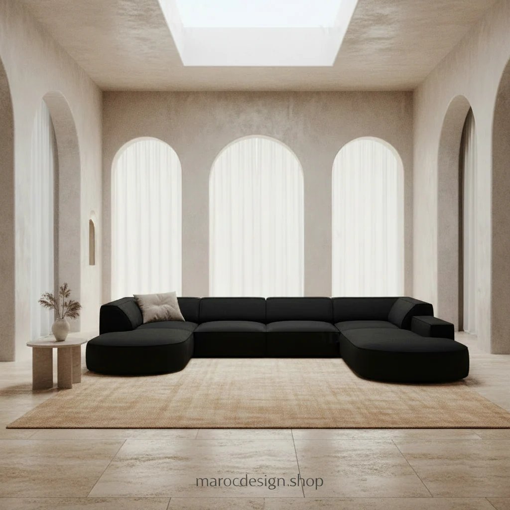 Canapé JODIE 7 places modulaire noir — Maroc Design