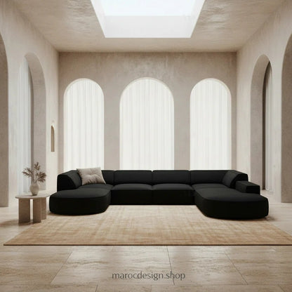 Canapé JODIE 7 places modulaire noir — Maroc Design