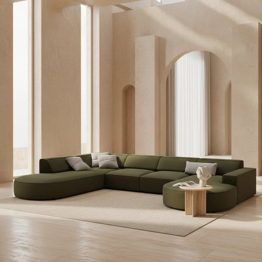 Canapé JODIE 7 places modulaire velours vert — Maroc Design