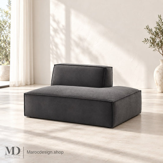 Module méridienne BOXTER anthracite avec dossier décalé à gauche en intérieur lumineux — Maroc Design
