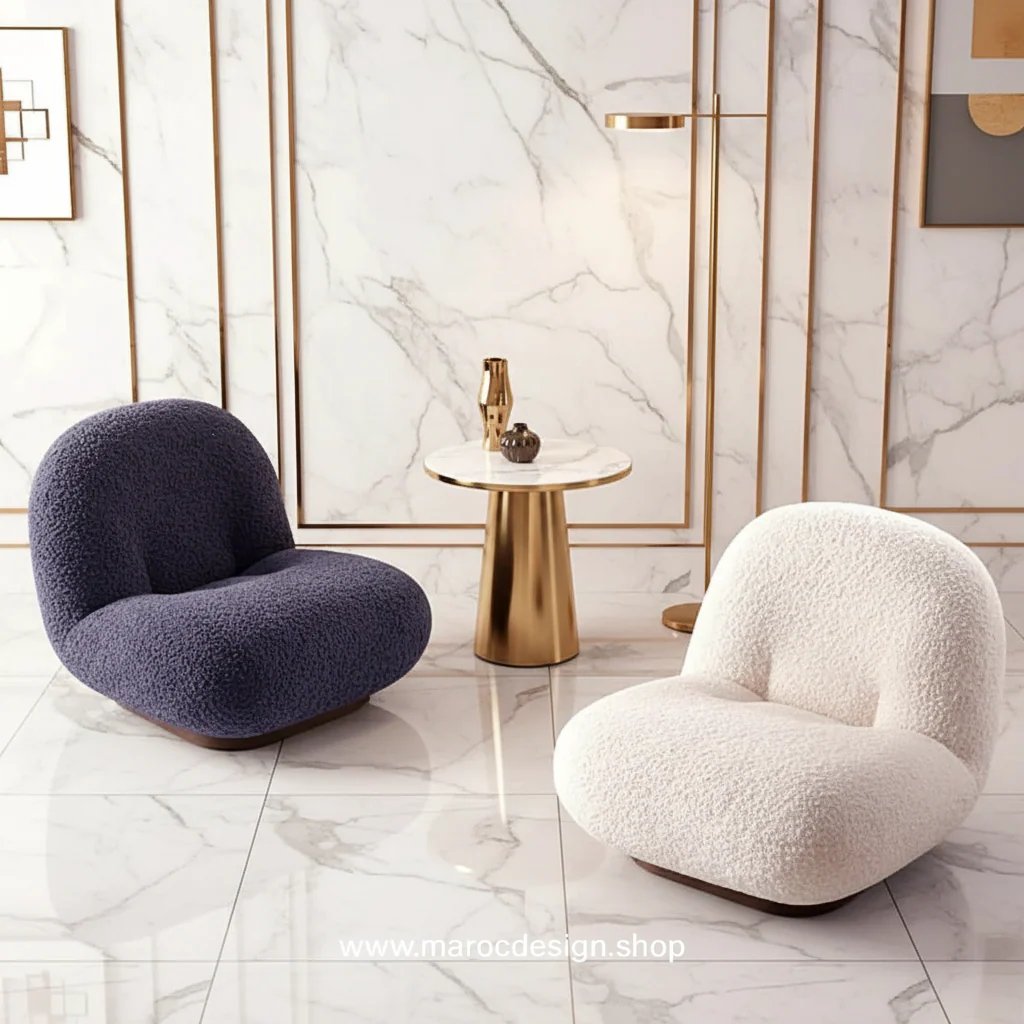 Fauteuil ZENITH en tissu bouclette — Maroc Design