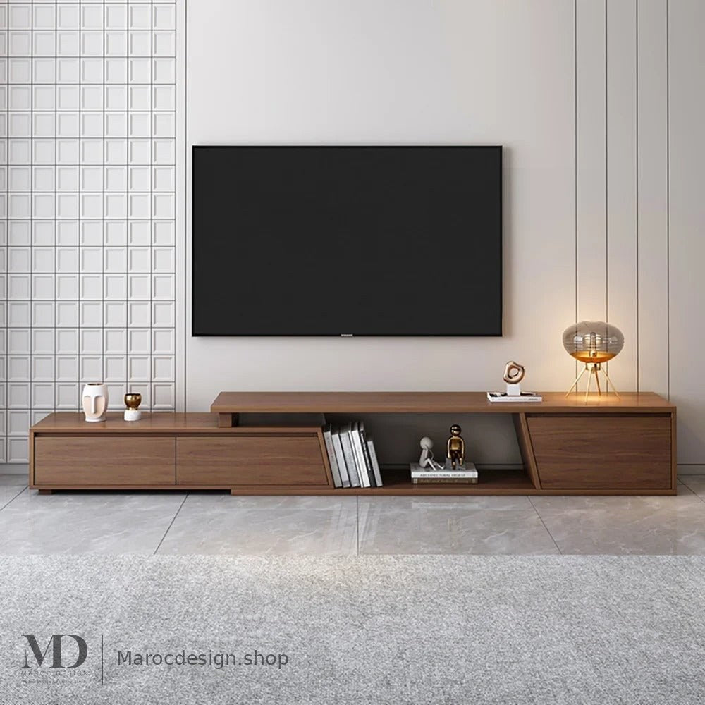 Meuble TV FERO noyer extensible – salon design, Maroc Design Casablanca
