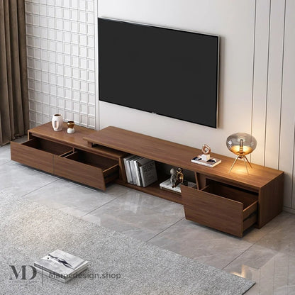 Meuble TV FERO noyer, lignes épurées – Maroc Design