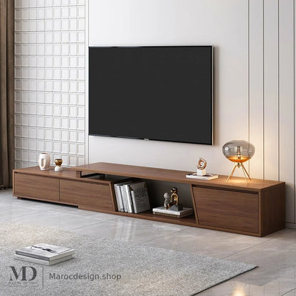 Meuble TV FERO noyer avec 3 tiroirs de rangement – Maroc Design
