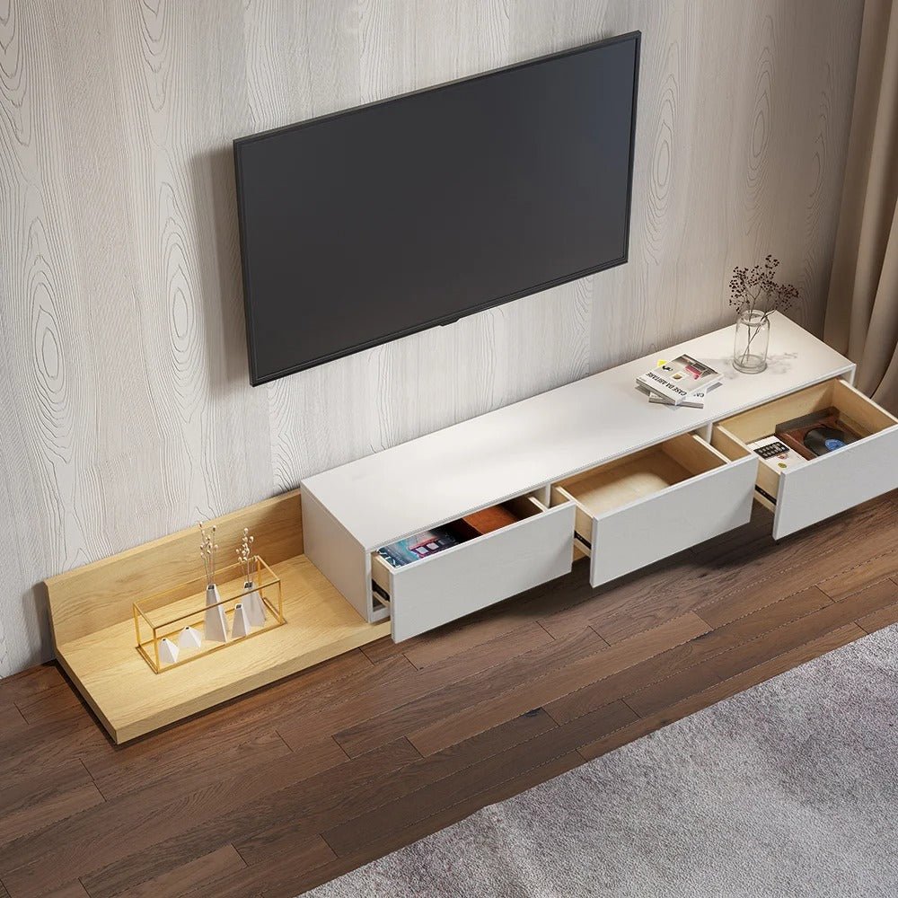 Meuble TV KAYLA blanc extensible – salon design, Maroc Design Casablanca