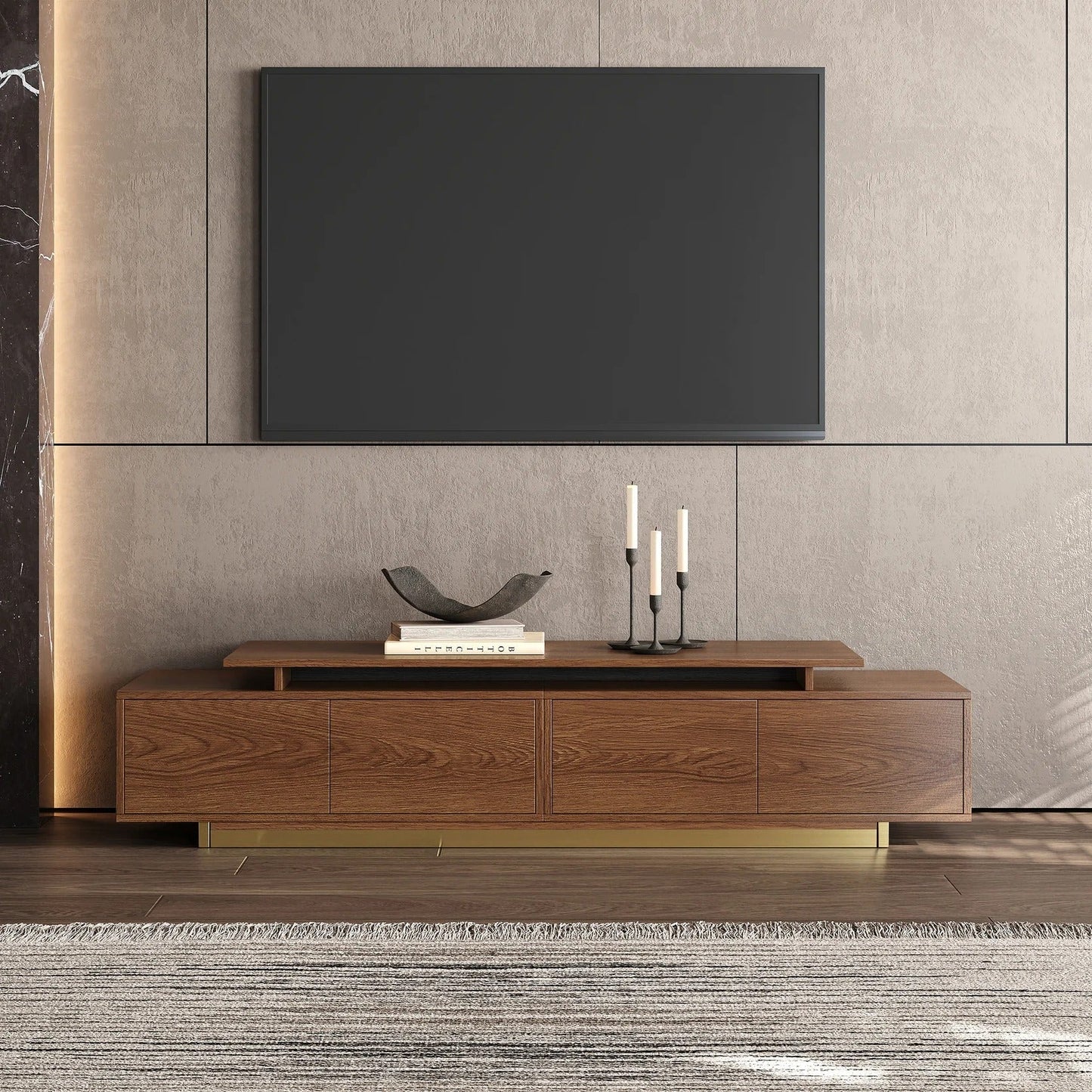 Meuble TV LINEA chêne, rangements et tiroirs – Maroc Design