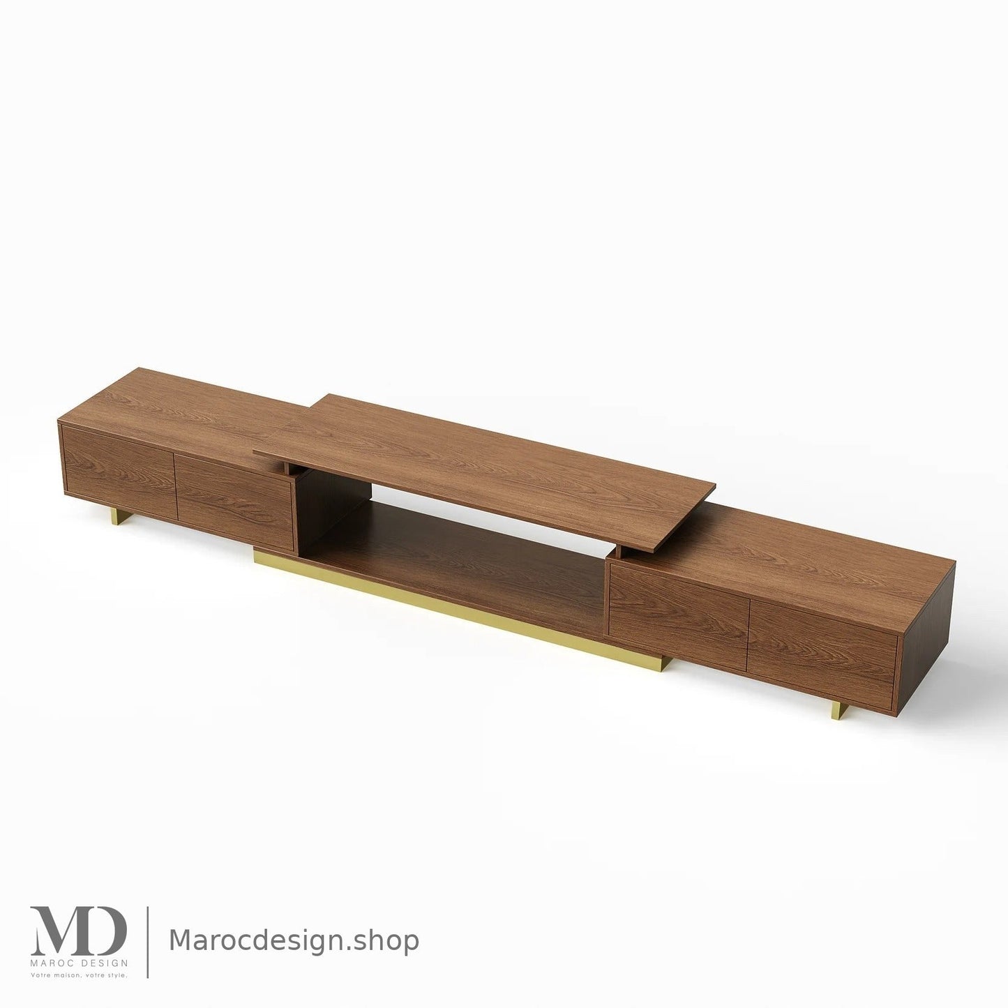 Meuble TV LINEA chêne, détail finition – Maroc Design