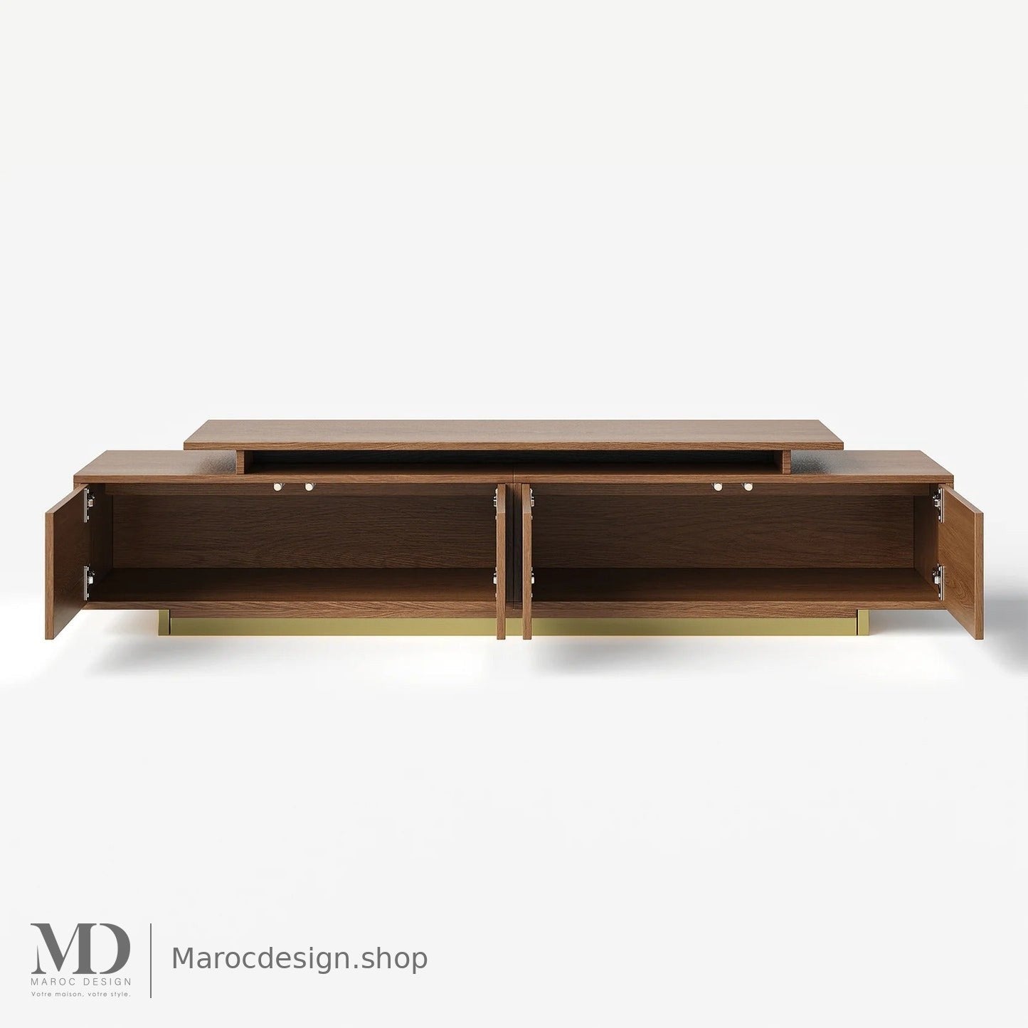 Meuble TV LINEA chêne, détail plateau – Maroc Design