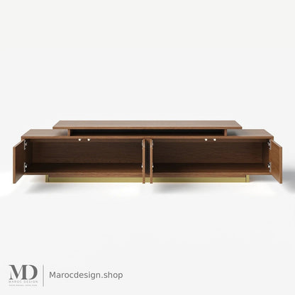 Meuble TV LINEA chêne, détail plateau – Maroc Design