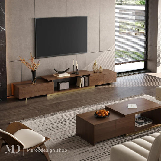 Meuble TV LINEA chene retractable - Maroc Design